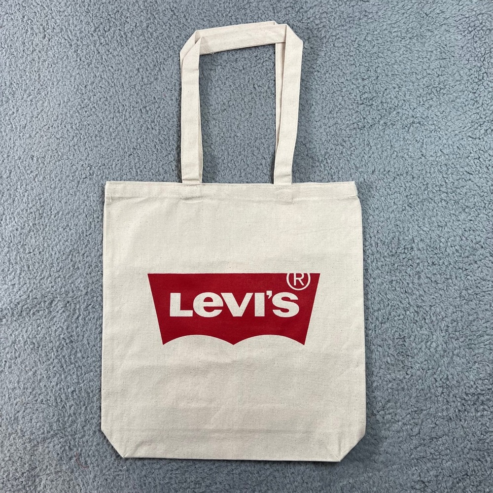 Levi's Canvas Tote Bag Red Logo Natural‎ Cotton Everyday Carry All